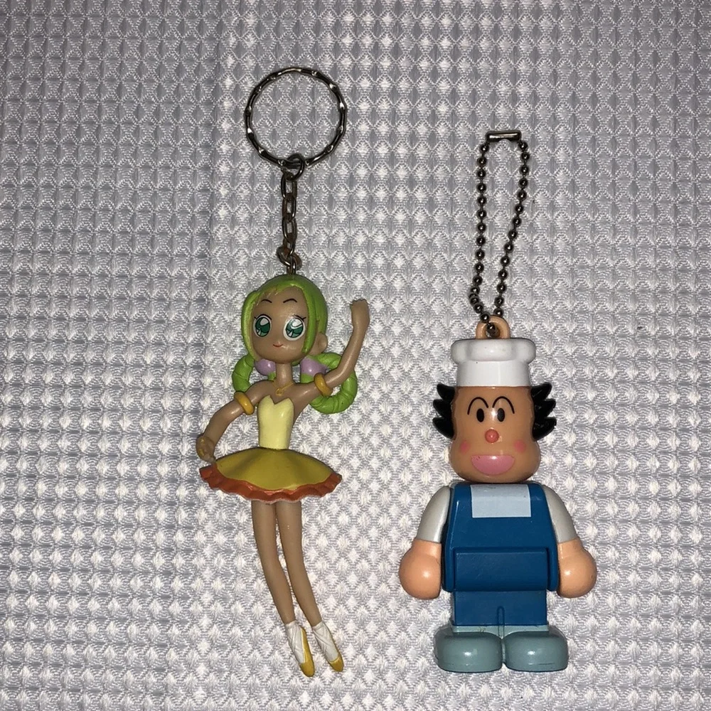 5 Girls’ Keychains Bag Clips Joke Book Anime Ballerina, Baker Lip Balm Puppy
